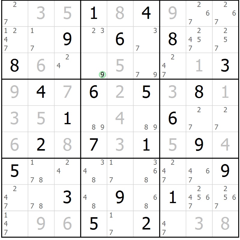 Position des candidats pour la solution de la Gr 25 page 28 du magazine de sudoku Virtuose n° 110