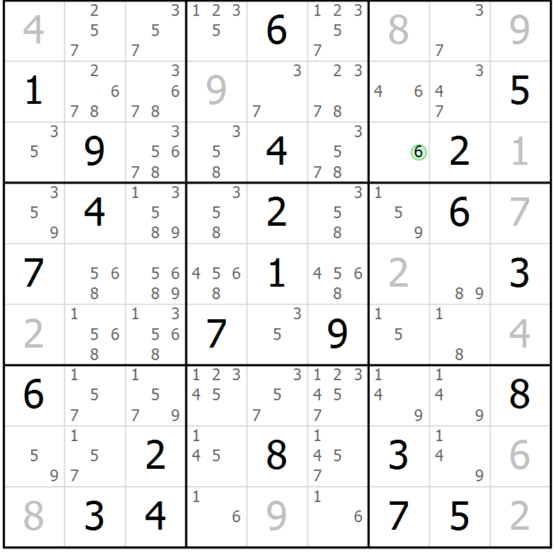 Position des candidats pour la solution de la Gr 27 page 30 du magazine de sudoku Virtuose n° 110