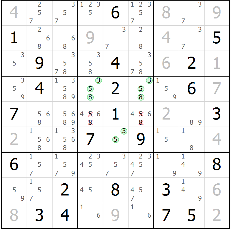 Position des candidats pour la solution de la Gr 27 page 30 du magazine de sudoku Virtuose n° 110
