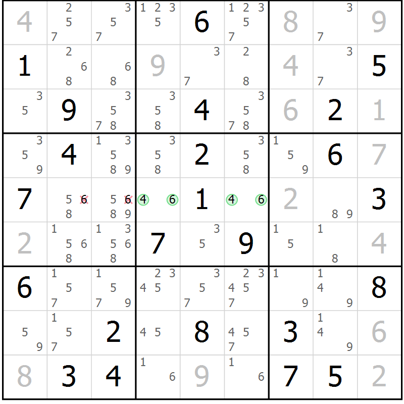 Position des candidats pour la solution de la Gr 27 page 30 du magazine de sudoku Virtuose n° 110