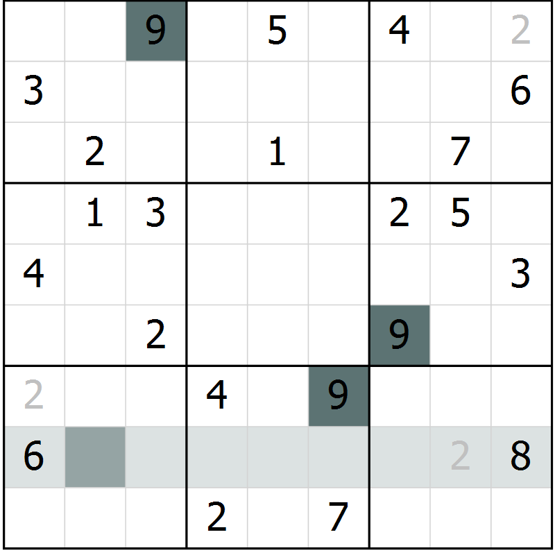 Position des candidats pour la solution de la Gr 3 page 6 du magazine de sudoku Virtuose n° 110