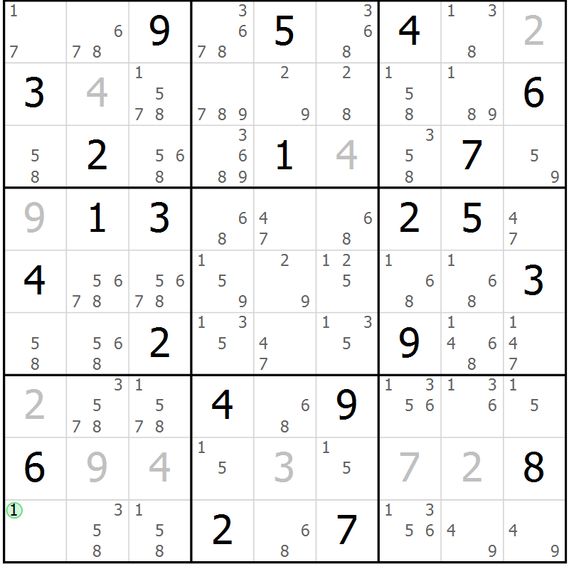 Position des candidats pour la solution de la Gr 3 page 6 du magazine de sudoku Virtuose n° 110