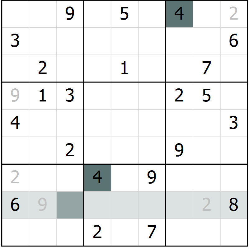 Position des candidats pour la solution de la Gr 3 page 6 du magazine de sudoku Virtuose n° 110