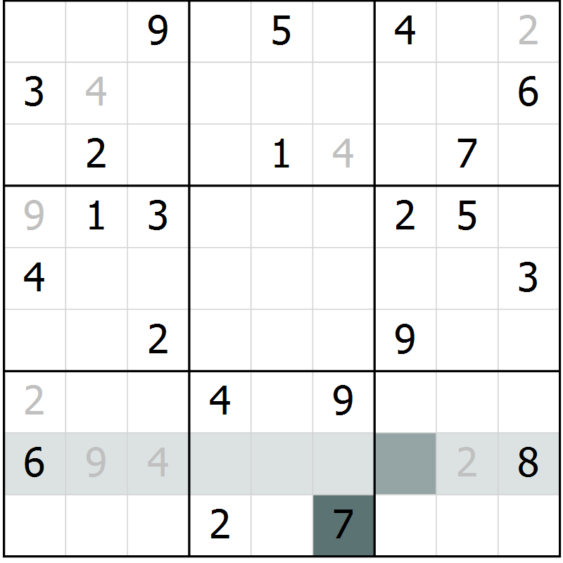 Position des candidats pour la solution de la Gr 3 page 6 du magazine de sudoku Virtuose n° 110