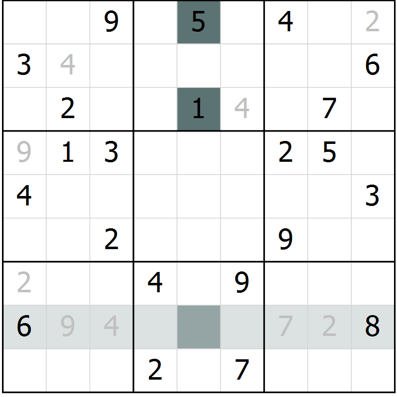 Position des candidats pour la solution de la Gr 3 page 6 du magazine de sudoku Virtuose n° 110