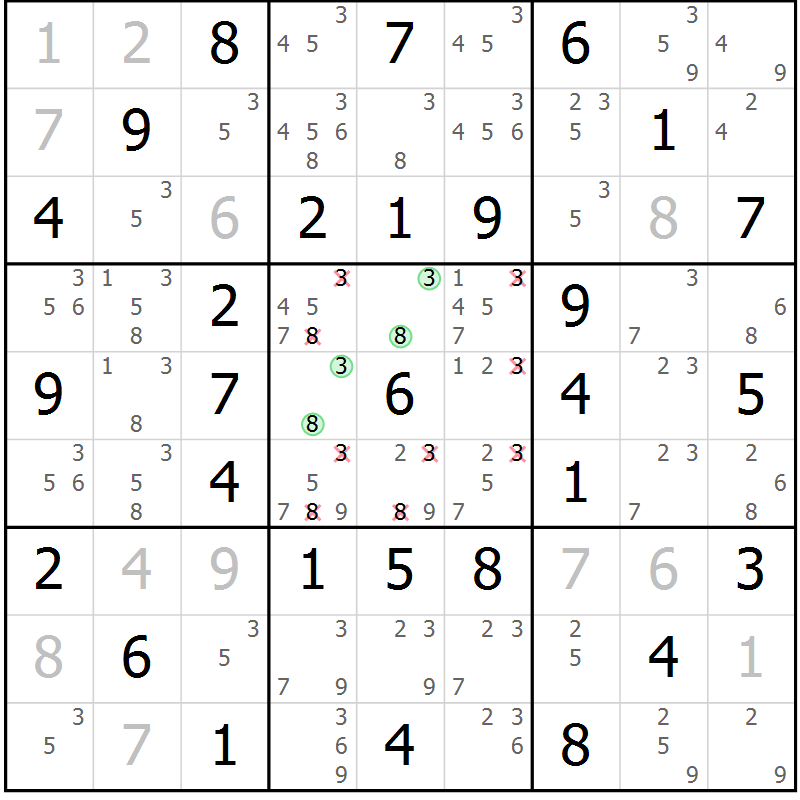 Position des candidats pour la solution de la Gr 30 page 33 du magazine de sudoku Virtuose n° 110