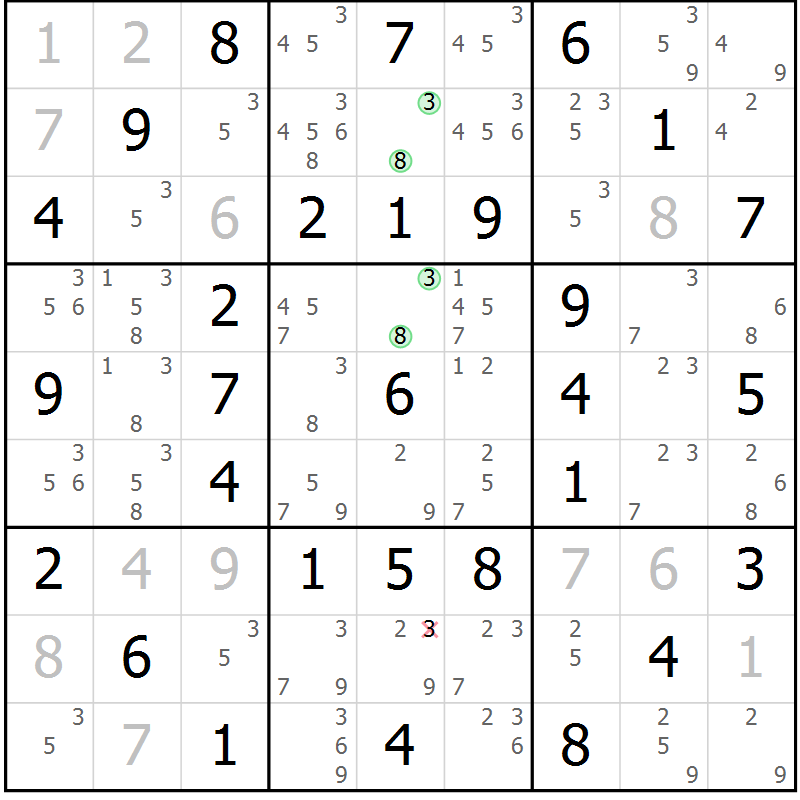 Position des candidats pour la solution de la Gr 30 page 33 du magazine de sudoku Virtuose n° 110