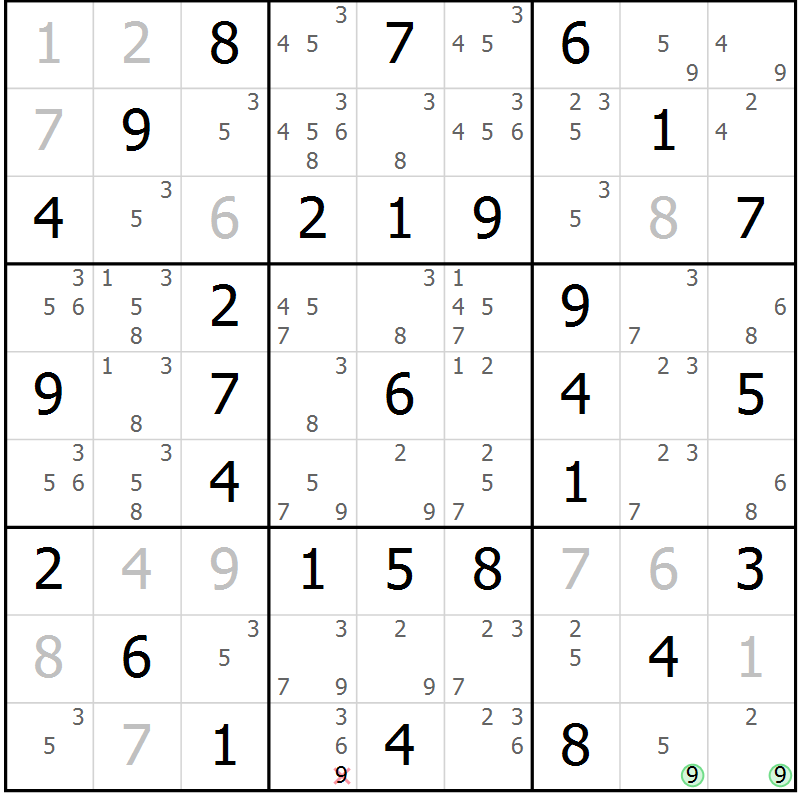 Position des candidats pour la solution de la Gr 30 page 33 du magazine de sudoku Virtuose n° 110