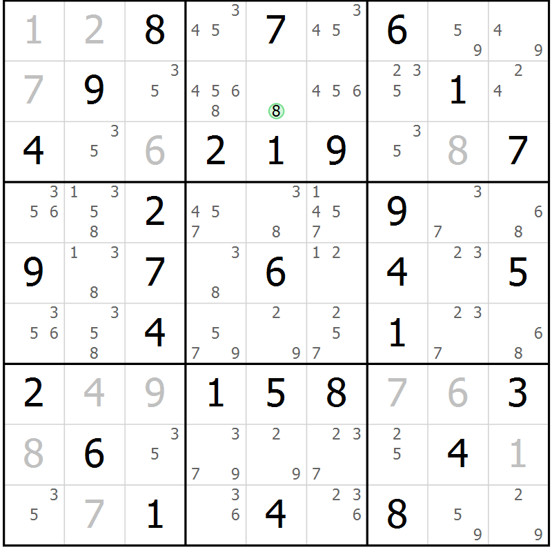 Position des candidats pour la solution de la Gr 30 page 33 du magazine de sudoku Virtuose n° 110