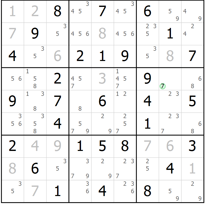 Position des candidats pour la solution de la Gr 30 page 33 du magazine de sudoku Virtuose n° 110