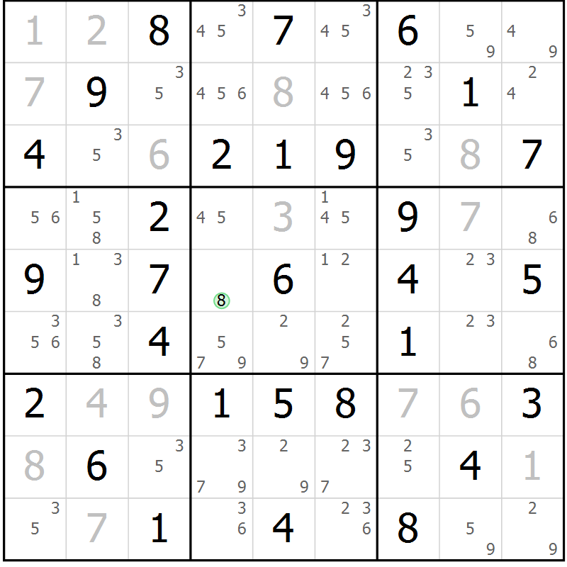 Position des candidats pour la solution de la Gr 30 page 33 du magazine de sudoku Virtuose n° 110
