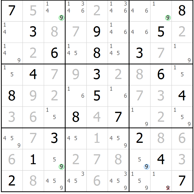 Position des candidats pour la solution de la Gr 31 page 34 du magazine de sudoku Virtuose n° 110