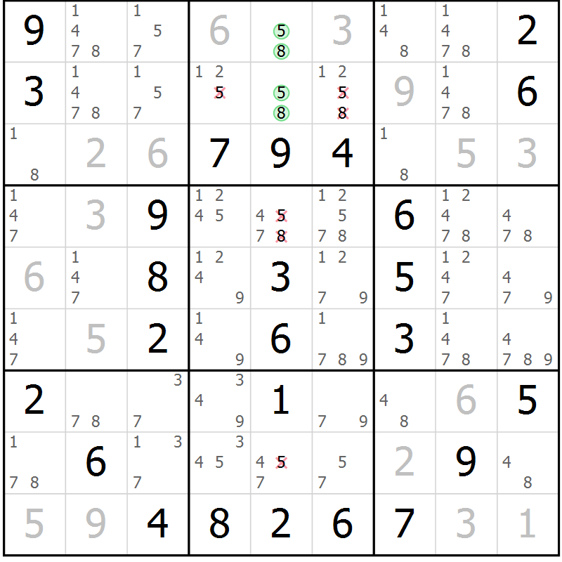 Position des candidats pour la solution de la Gr 32 page 35 du magazine de sudoku Virtuose n° 110