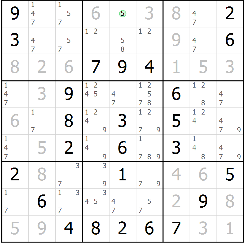 Position des candidats pour la solution de la Gr 32 page 35 du magazine de sudoku Virtuose n° 110