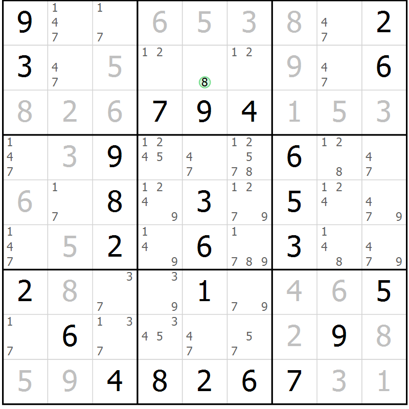 Position des candidats pour la solution de la Gr 32 page 35 du magazine de sudoku Virtuose n° 110