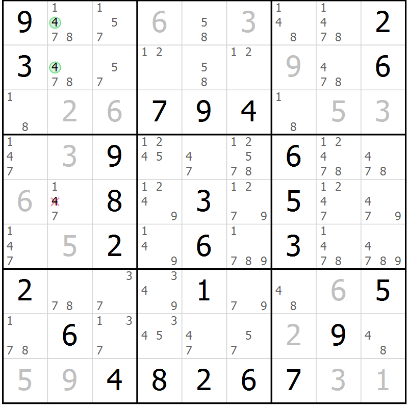 Position des candidats pour la solution de la Gr 32 page 35 du magazine de sudoku Virtuose n° 110
