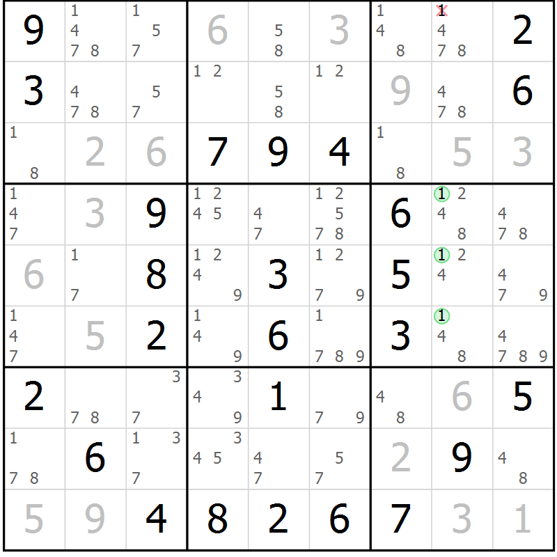 Position des candidats pour la solution de la Gr 32 page 35 du magazine de sudoku Virtuose n° 110