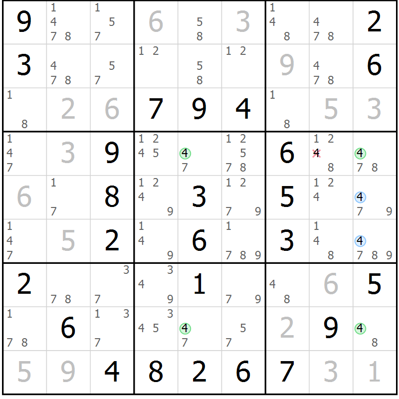 Position des candidats pour la solution de la Gr 32 page 35 du magazine de sudoku Virtuose n° 110