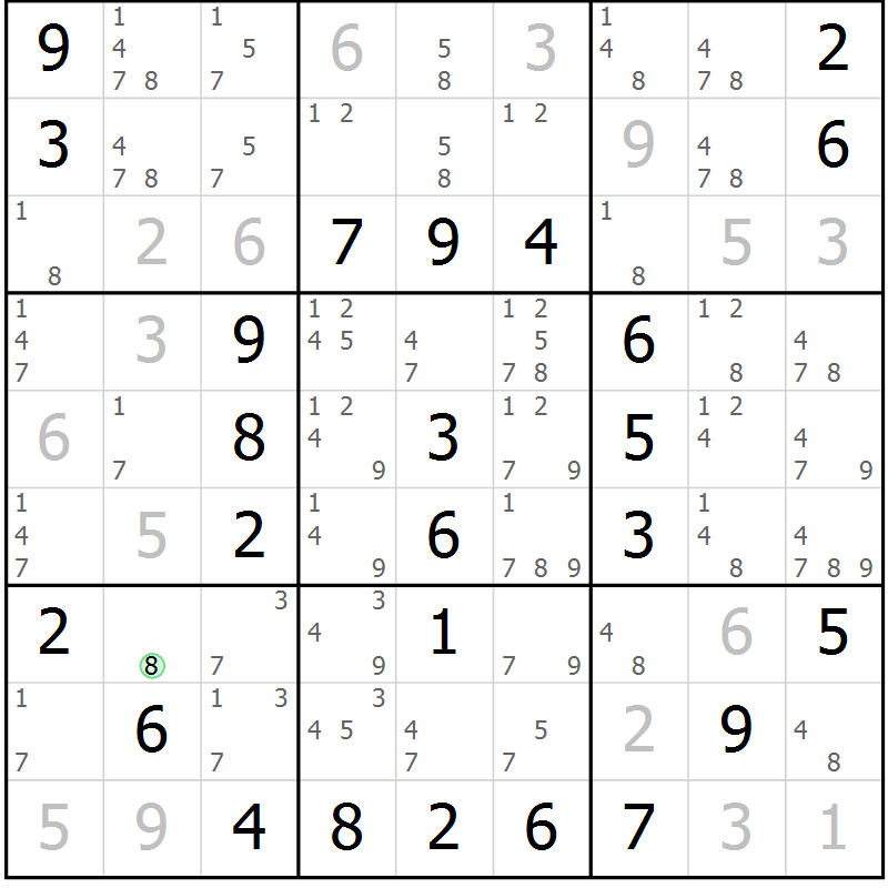 Position des candidats pour la solution de la Gr 32 page 35 du magazine de sudoku Virtuose n° 110