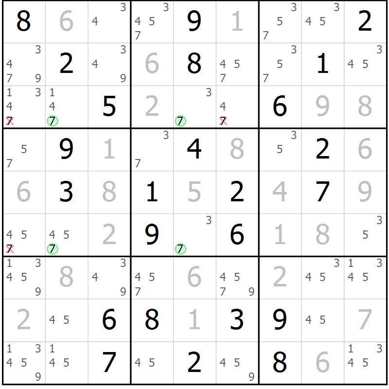 Position des candidats pour la solution de la Gr 34 page 37 du magazine de sudoku Virtuose n° 110