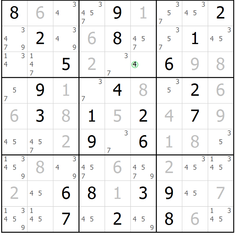 Position des candidats pour la solution de la Gr 34 page 37 du magazine de sudoku Virtuose n° 110