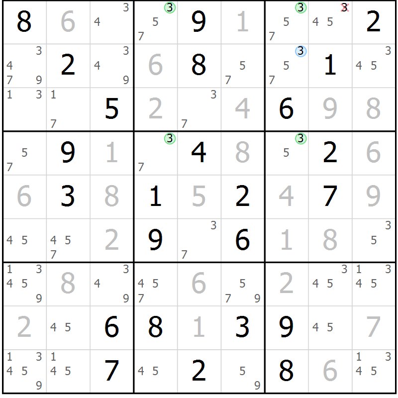 Position des candidats pour la solution de la Gr 34 page 37 du magazine de sudoku Virtuose n° 110