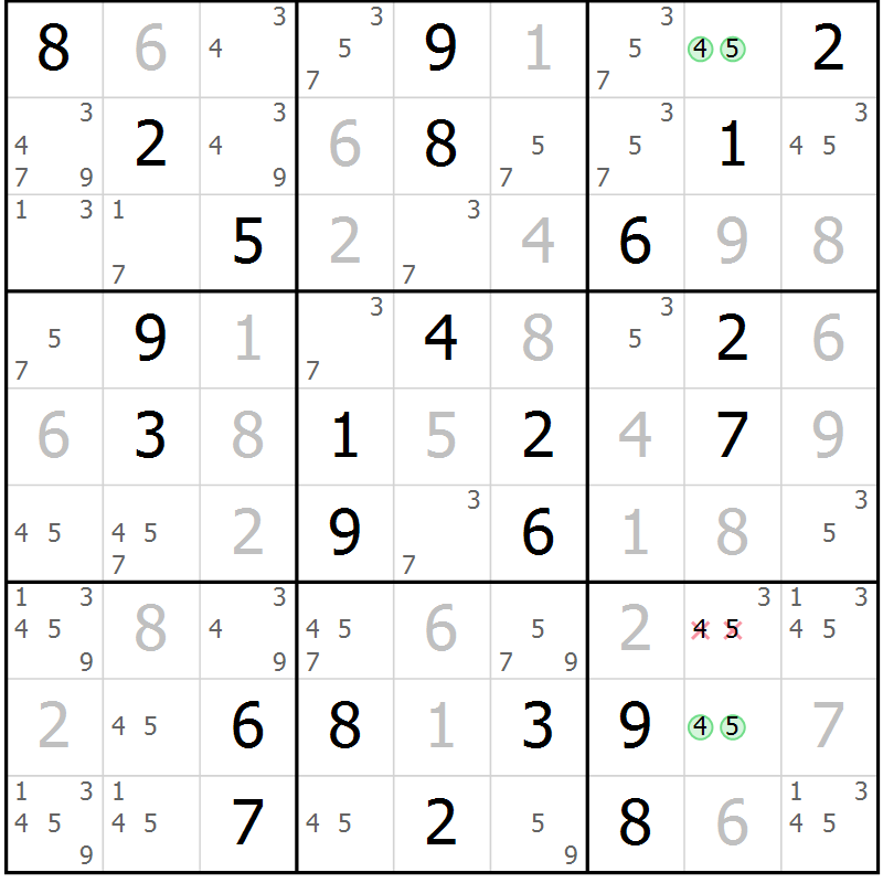 Position des candidats pour la solution de la Gr 34 page 37 du magazine de sudoku Virtuose n° 110