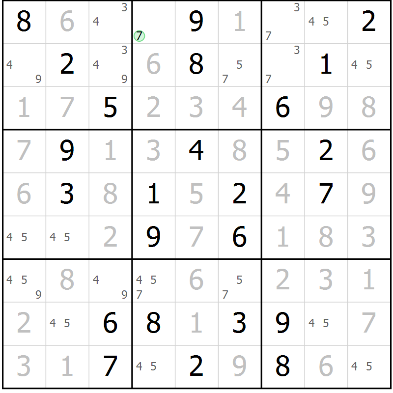 Position des candidats pour la solution de la Gr 34 page 37 du magazine de sudoku Virtuose n° 110