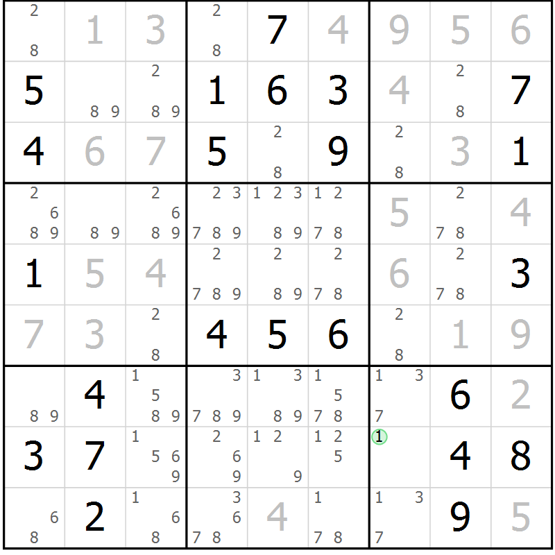 Position des candidats pour la solution de la Gr 35 page 38 du magazine de sudoku Virtuose n° 110