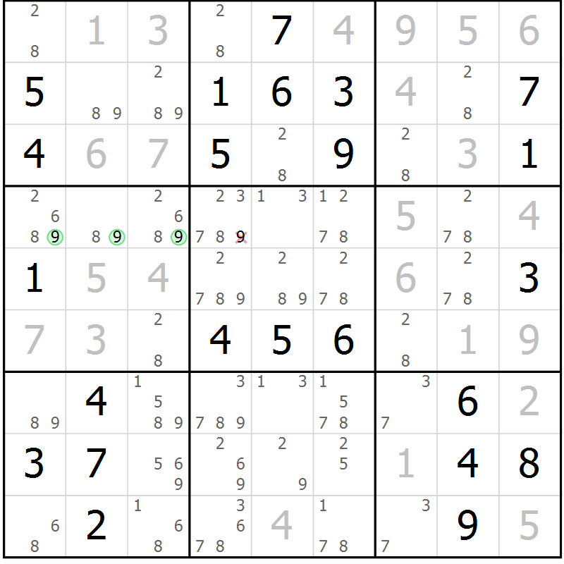 Position des candidats pour la solution de la Gr 35 page 38 du magazine de sudoku Virtuose n° 110
