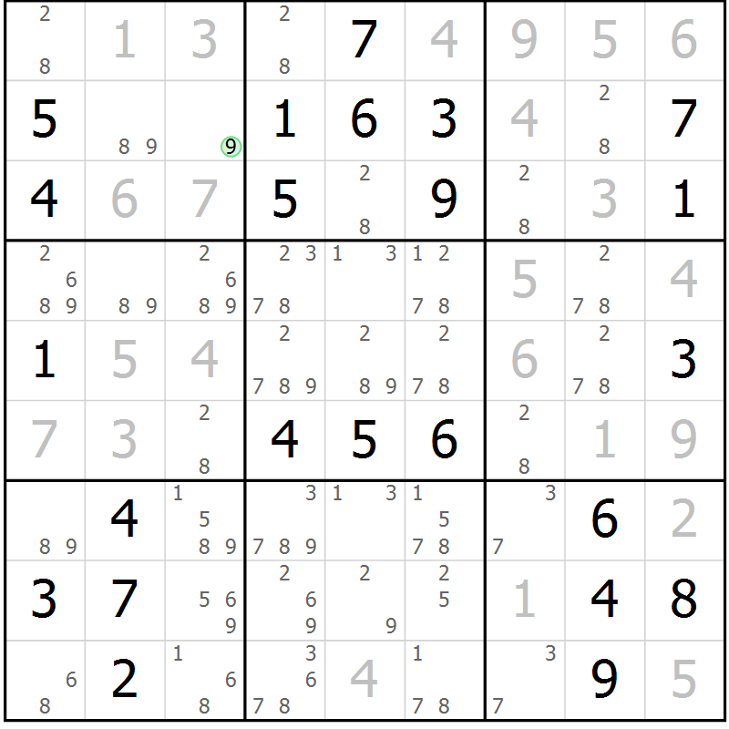 Position des candidats pour la solution de la Gr 35 page 38 du magazine de sudoku Virtuose n° 110