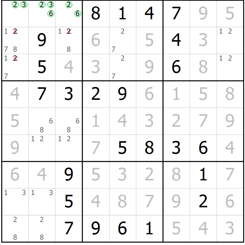 Position des candidats pour la solution de la Gr 37 page 40 du magazine de sudoku Virtuose n° 110