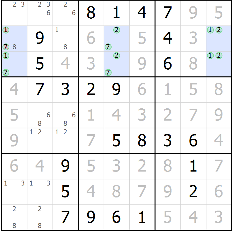 Position des candidats pour la solution de la Gr 37 page 40 du magazine de sudoku Virtuose n° 110