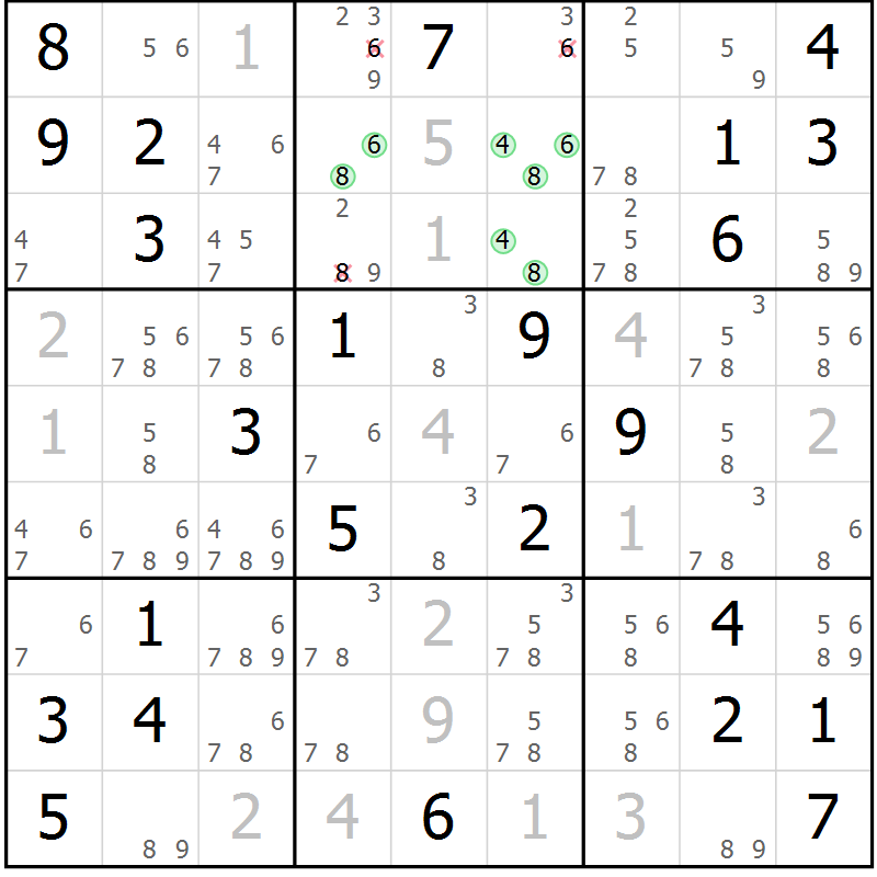 Position des candidats pour la solution de la Gr 38 page 41 du magazine de sudoku Virtuose n° 110