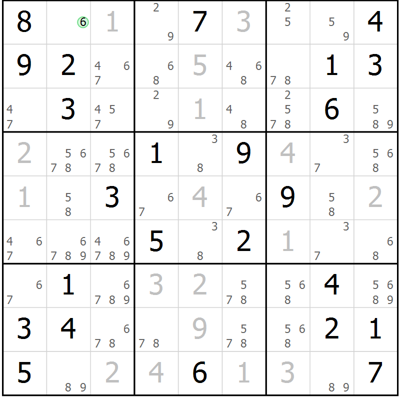 Position des candidats pour la solution de la Gr 38 page 41 du magazine de sudoku Virtuose n° 110