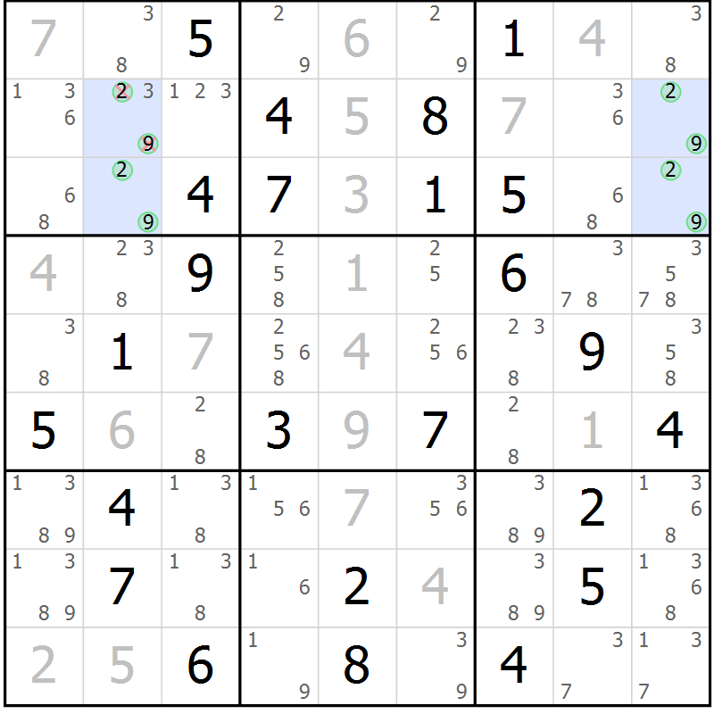 Position des candidats pour la solution de la Gr 39 page 42 du magazine de sudoku Virtuose n° 110