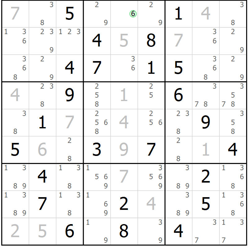 Position des candidats pour la solution de la Gr 39 page 42 du magazine de sudoku Virtuose n° 110