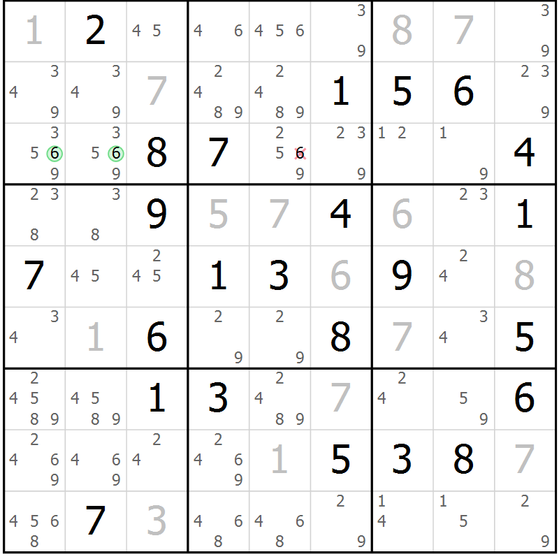 Position des candidats pour la solution de la Gr 40 page 43 du magazine de sudoku Virtuose n° 110