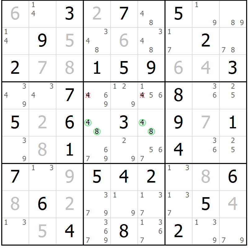 Position des candidats pour la solution de la Gr 41 page 44 du magazine de sudoku Virtuose n° 110