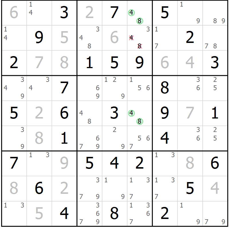 Position des candidats pour la solution de la Gr 41 page 44 du magazine de sudoku Virtuose n° 110