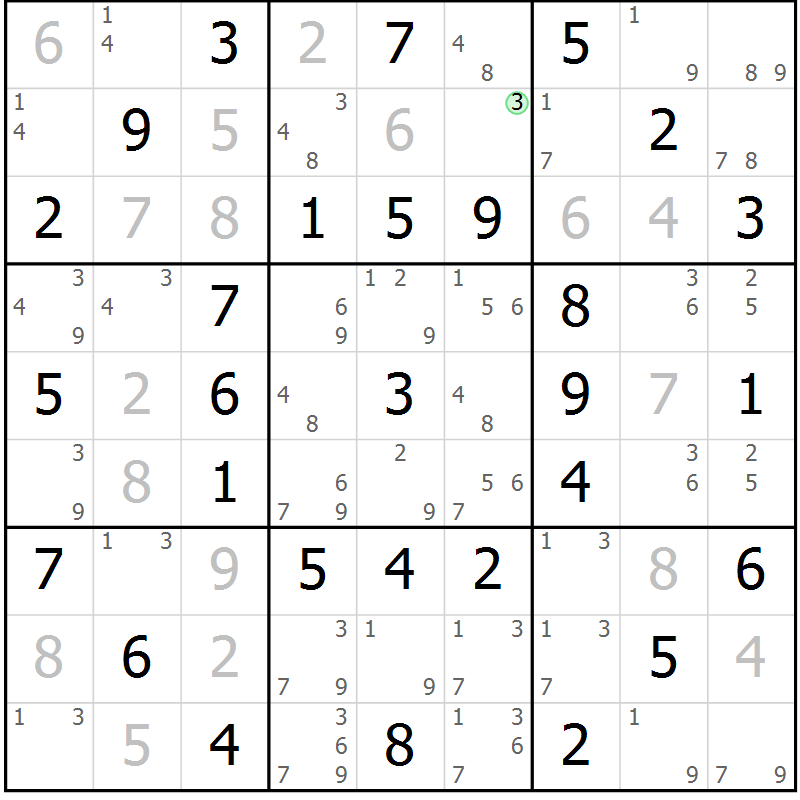 Position des candidats pour la solution de la Gr 41 page 44 du magazine de sudoku Virtuose n° 110