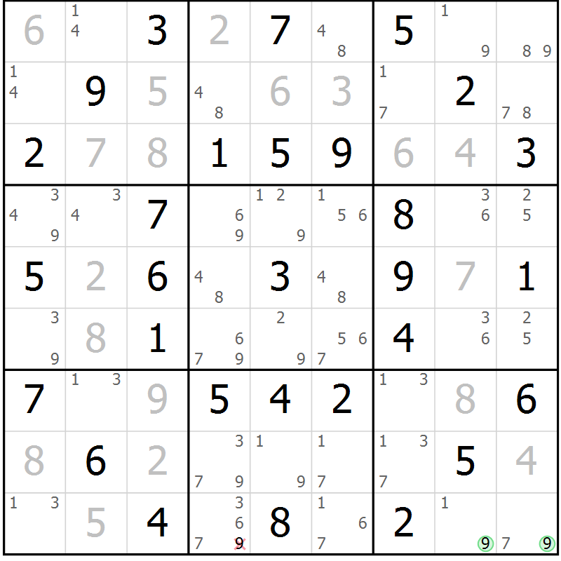 Position des candidats pour la solution de la Gr 41 page 44 du magazine de sudoku Virtuose n° 110