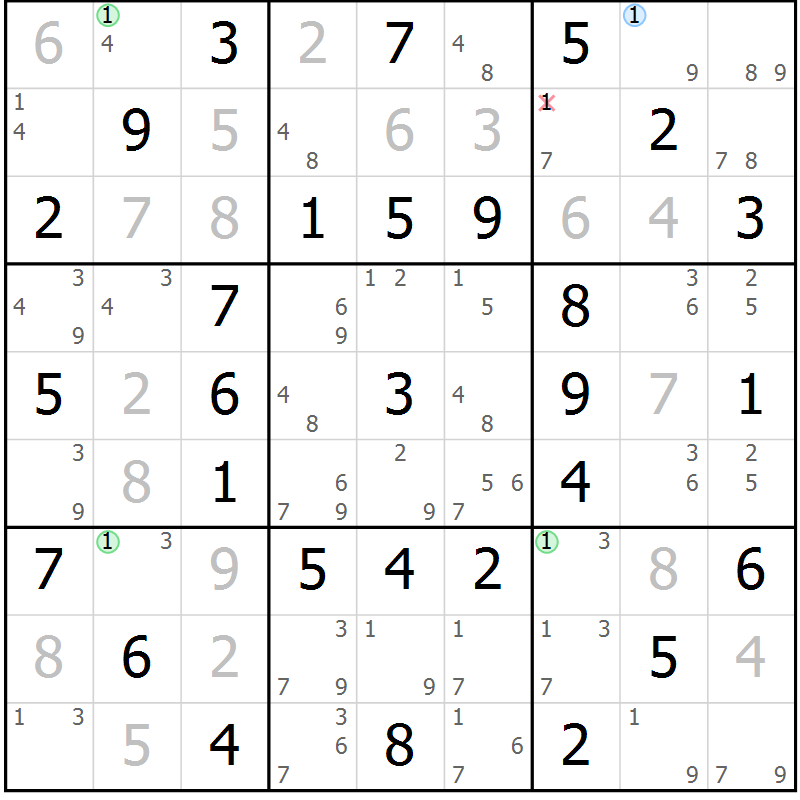 Position des candidats pour la solution de la Gr 41 page 44 du magazine de sudoku Virtuose n° 110