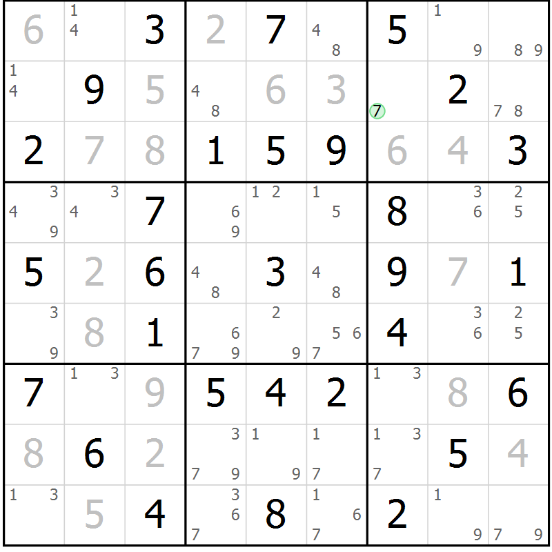 Position des candidats pour la solution de la Gr 41 page 44 du magazine de sudoku Virtuose n° 110