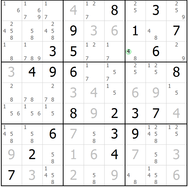 Position des candidats pour la solution de la Gr 44 page 47 du magazine de sudoku Virtuose n° 110