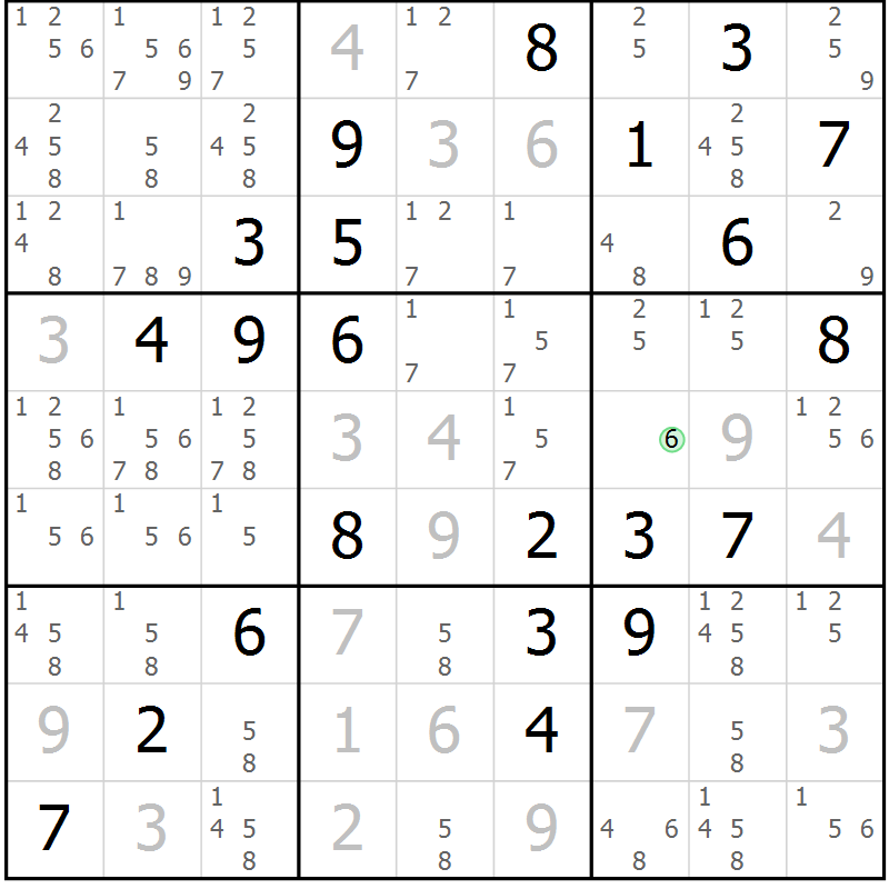 Position des candidats pour la solution de la Gr 44 page 47 du magazine de sudoku Virtuose n° 110