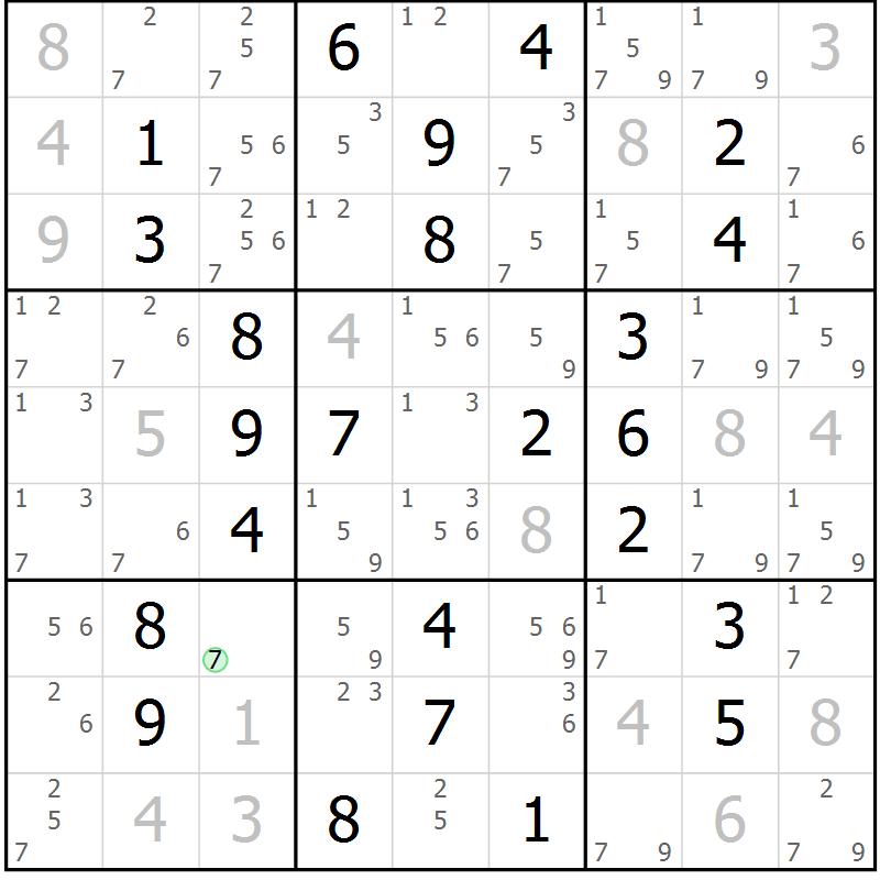 Position des candidats pour la solution de la Gr 48 page 51 du magazine de sudoku Virtuose n° 110