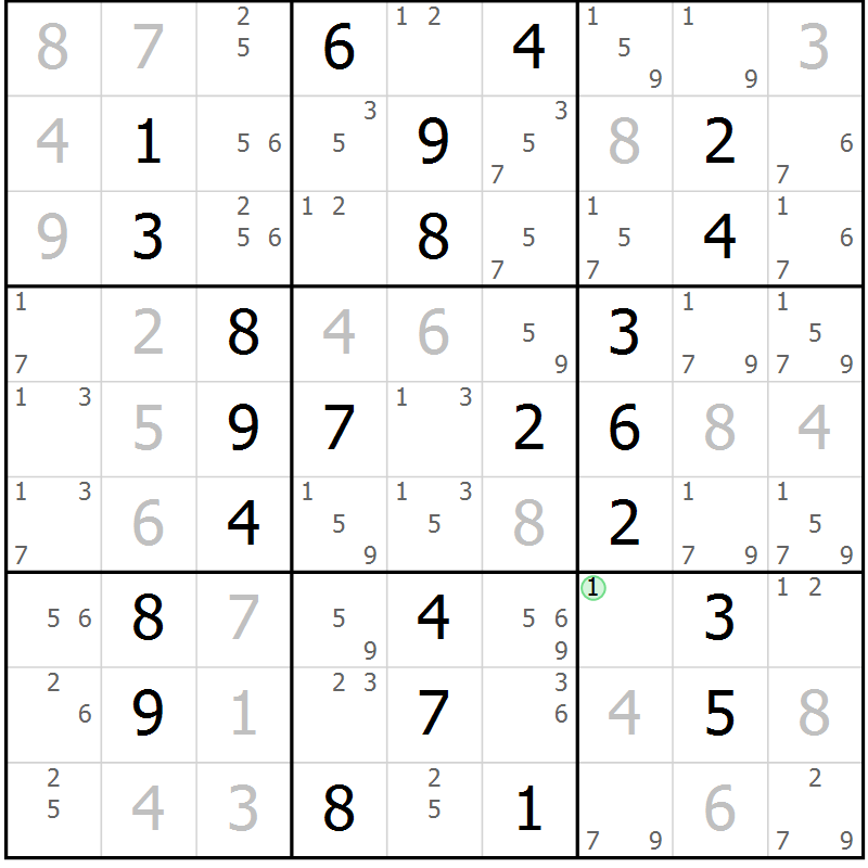 Position des candidats pour la solution de la Gr 48 page 51 du magazine de sudoku Virtuose n° 110
