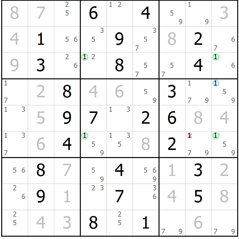 Position des candidats pour la solution de la Gr 48 page 51 du magazine de sudoku Virtuose n° 110