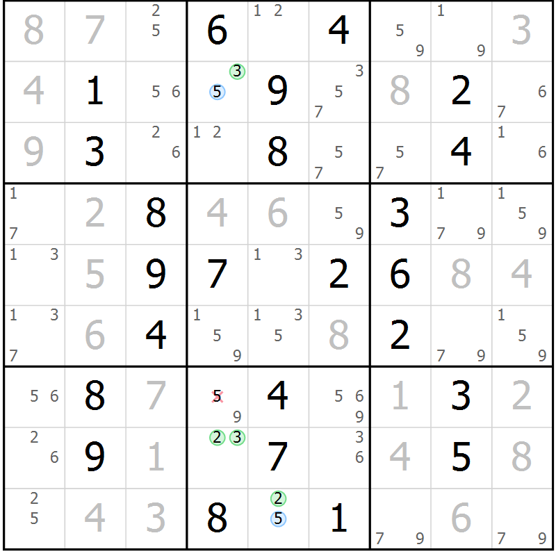 Position des candidats pour la solution de la Gr 48 page 51 du magazine de sudoku Virtuose n° 110
